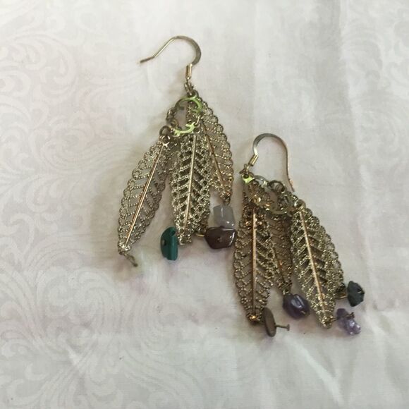 Goldtone Feather Earrings  - Picture 4 of 4